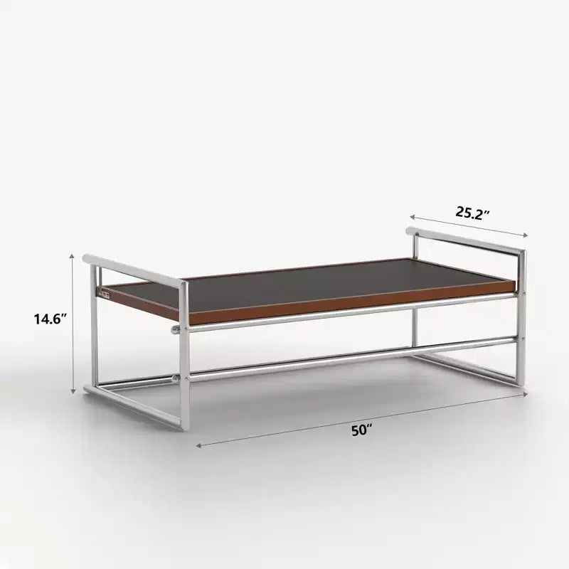 50 - Tavolo Moderno - Metallo a Doppia Regolazione con Piano - Nero/Cromo