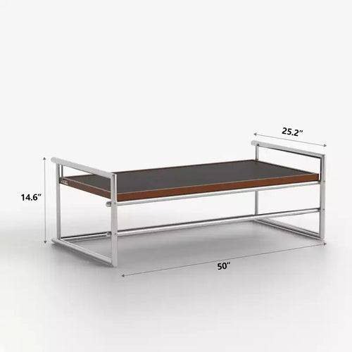 50 - Tavolo Moderno - Metallo a Doppia Regolazione con Piano - Nero/Cromo