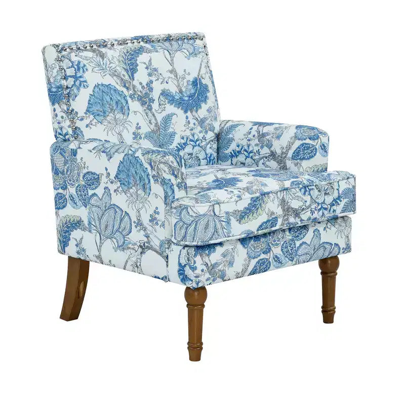 Sedia floreale con borchie, legno