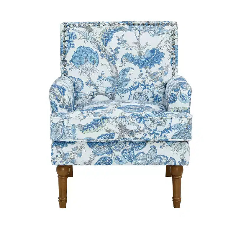 Sedia floreale con borchie, legno