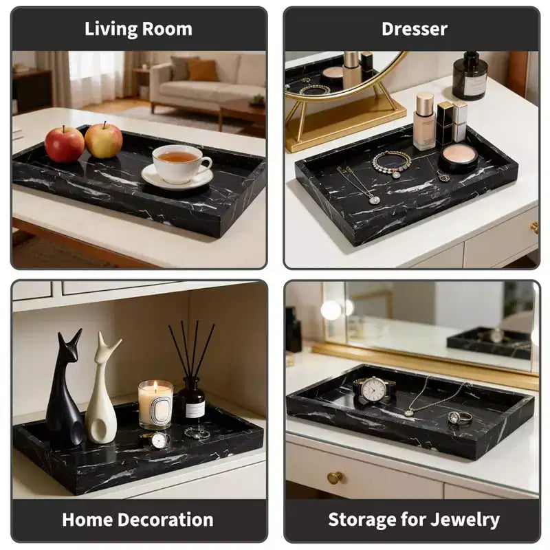 Elegante Vassoio Portagioie in Marmo Naturale, Regalo per la Festa della Mamma, Vassoio in Vera Pietra di Marmo per Vanity Bagno Decorazioni Casa