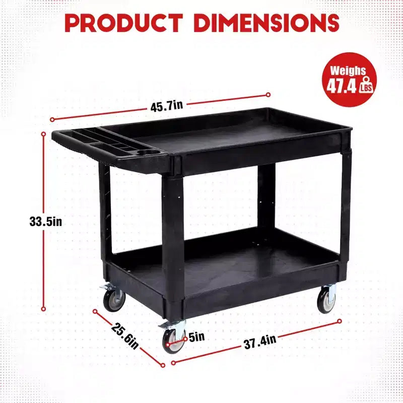 2 - Carrello multiuso con ruote a 360° e freni, 250 kg, maniglia per magazzino/garage/pulizia, 117*63,5 cm