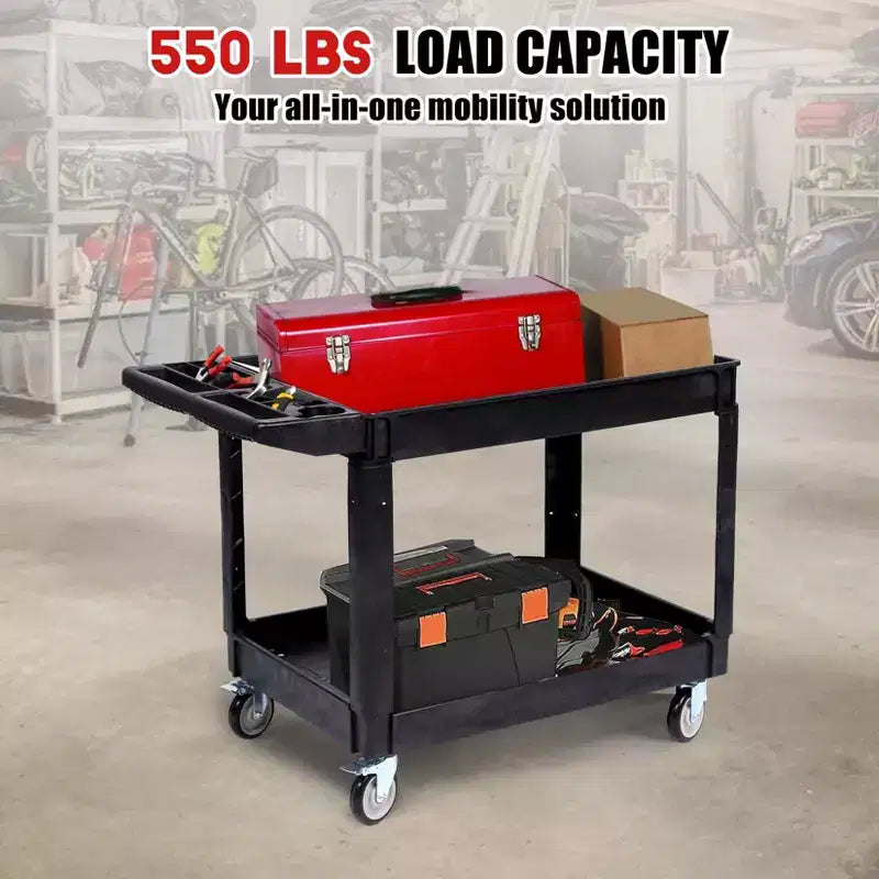 2 - Carrello multiuso con ruote a 360° e freni, 250 kg, maniglia per magazzino/garage/pulizia, 117*63,5 cm