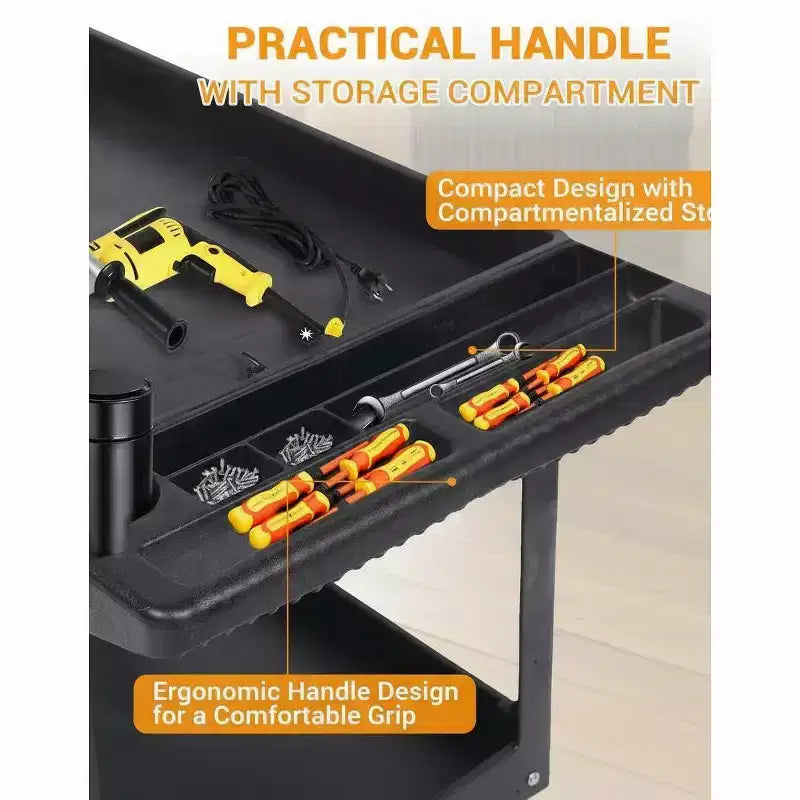 2 - Carrello multiuso con ruote a 360° e freni, 250 kg, maniglia per magazzino/garage/pulizia, 117*63,5 cm