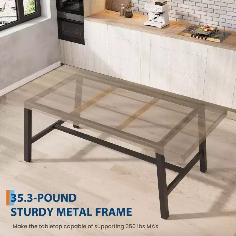 Tavolo da pranzo per 6-8 persone, tavolo da cucina lungo 180 cm con robusto metallo, per ufficio domestico