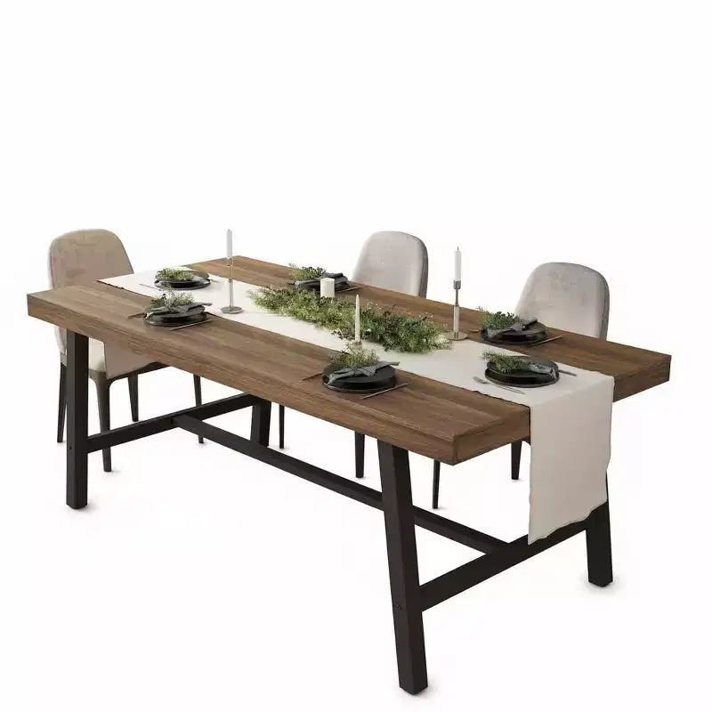 Tavolo da pranzo per 6-8 persone, tavolo da cucina lungo 180 cm con robusto metallo, per ufficio domestico