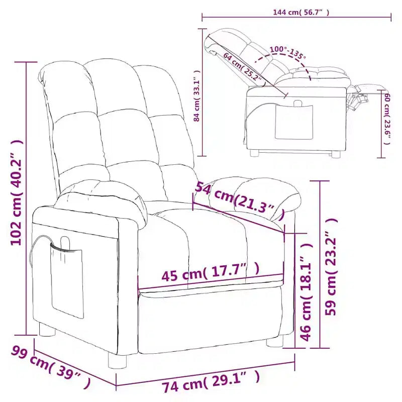 Poltrona massaggiante grigio chiaro (100% poliestere), legno, metallo