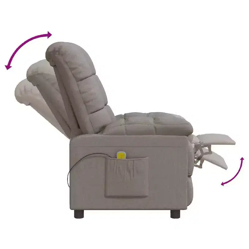 Poltrona massaggiante grigio chiaro (100% poliestere), legno, metallo