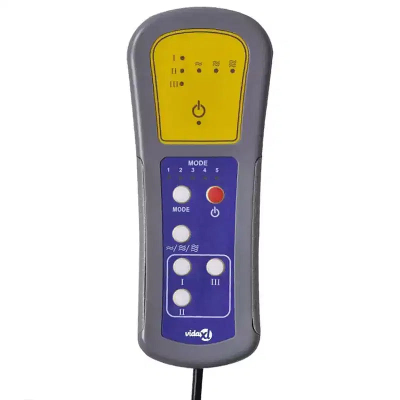 Poltrona massaggiante grigio chiaro (100% poliestere), legno, metallo