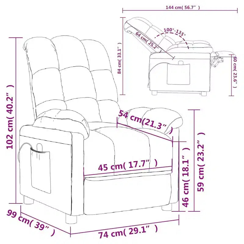 Poltrona massaggiante grigio chiaro (100% poliestere), legno, metallo