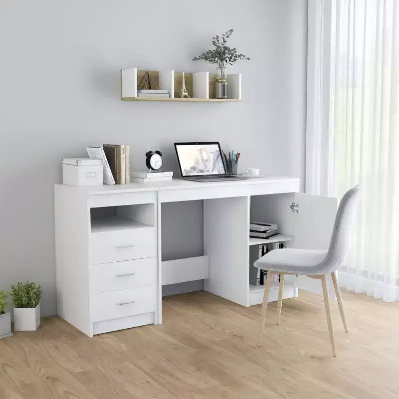 Scrivania bianca in legno 140 cm x 50 cm x 76 cm