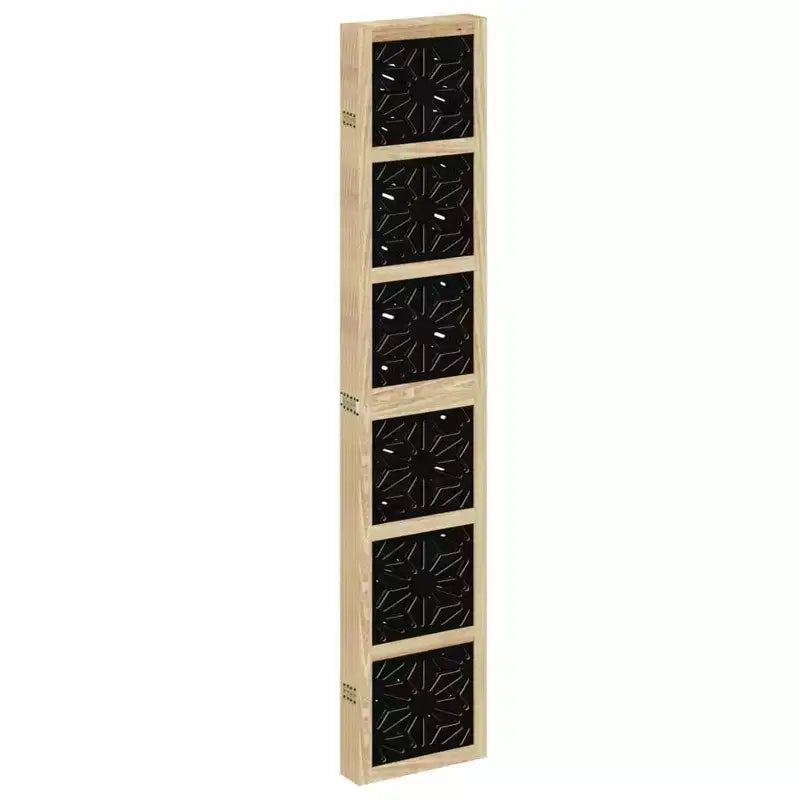 Divisorio a 6 Pannelli Marrone e Nero in Legno Massello di Paulownia