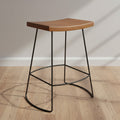 Carolina Living Set of 2 24" Portia Saddle Seat Counter Height Barstools Metal/Chestnut: Mango Wood, Dry Dust Care, No Back