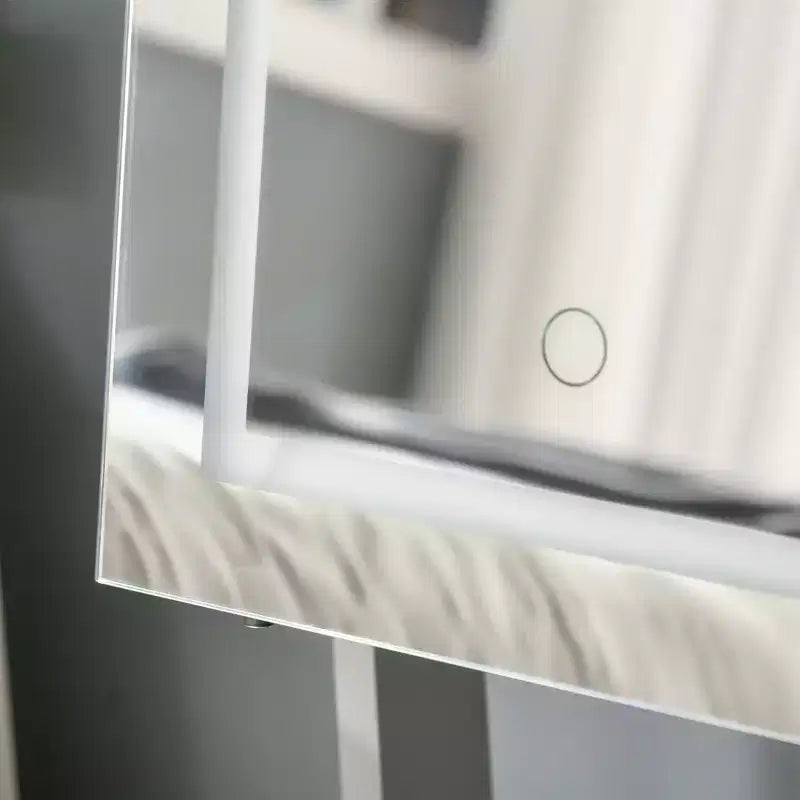 Portagioie da terra con luce LED, gioielli con specchio a figura intera e 4 angoli regolabili