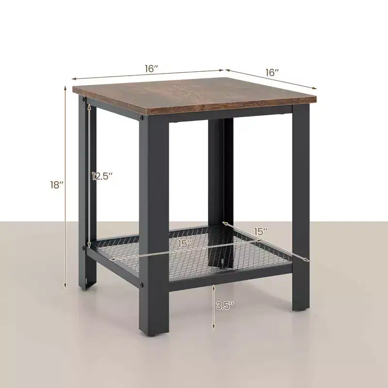 Tavolino 2-Tier con ripiano, Nero