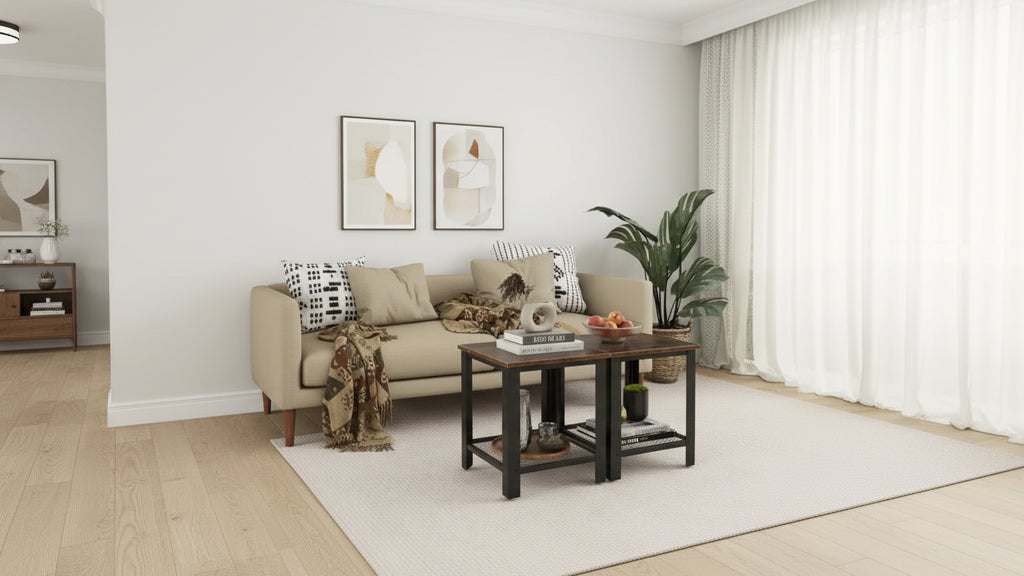 Tavolino 2-Tier con ripiano, Nero