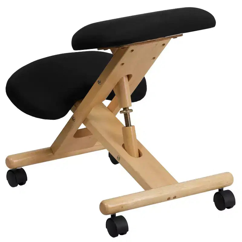 Sedia da ufficio mobile inginocchiabile in legno, nera