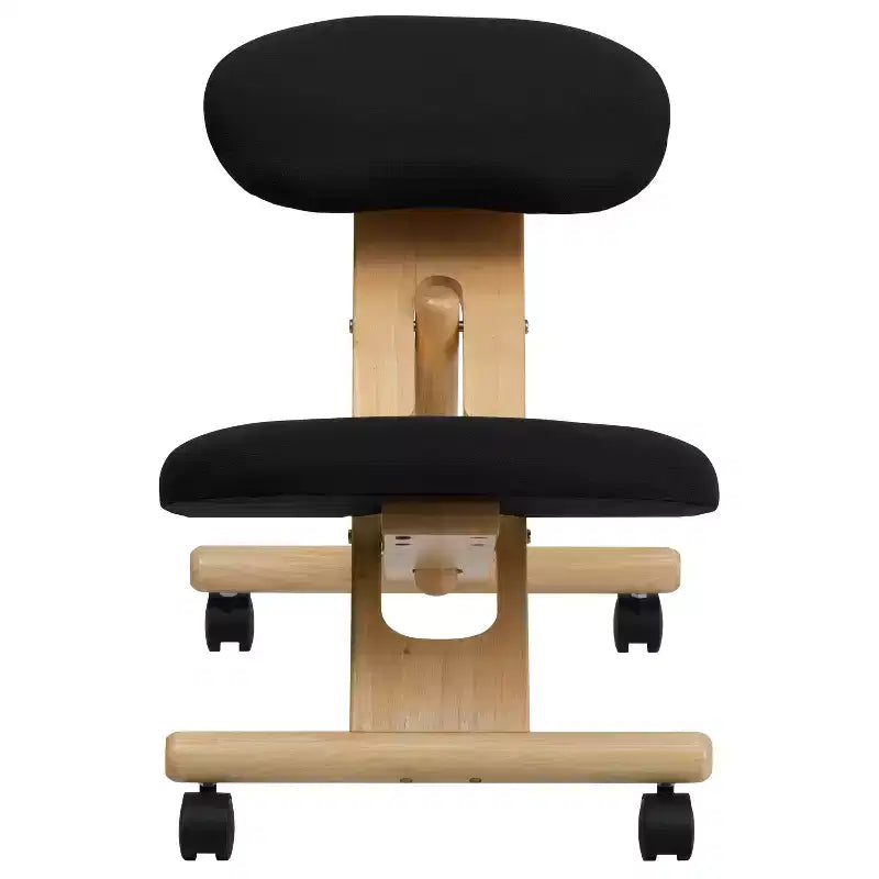 Sedia da ufficio mobile inginocchiabile in legno, nera